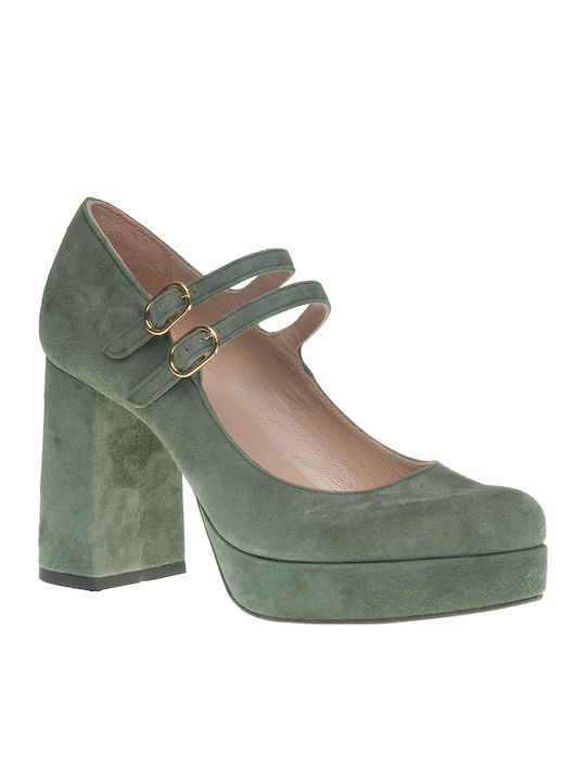 Mourtzi Suede Γόβες με Λουράκι OLIVE Mourtzi Suede Γόβες με Λουράκι OLIVE