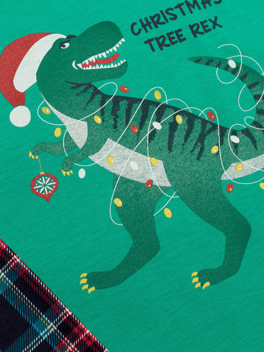 Minerva Παιδική Πιτζάμα Χειμωνιάτικη Πράσινη Dino