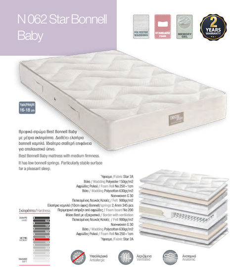 Orion Strom Orthopädisch Matratze Kinderbett E062 Best Bonnell Baby 60cmx120cmx18cm