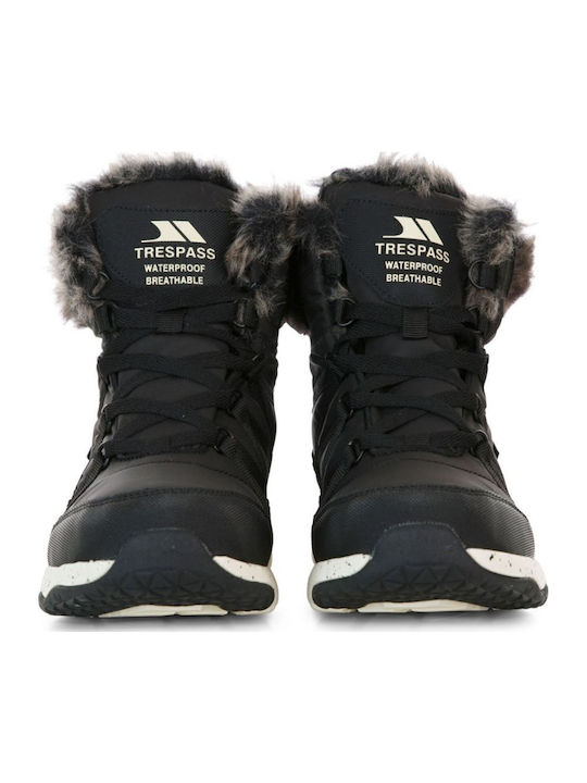 Leather Women's Ankle Boots Platform & Fur Black