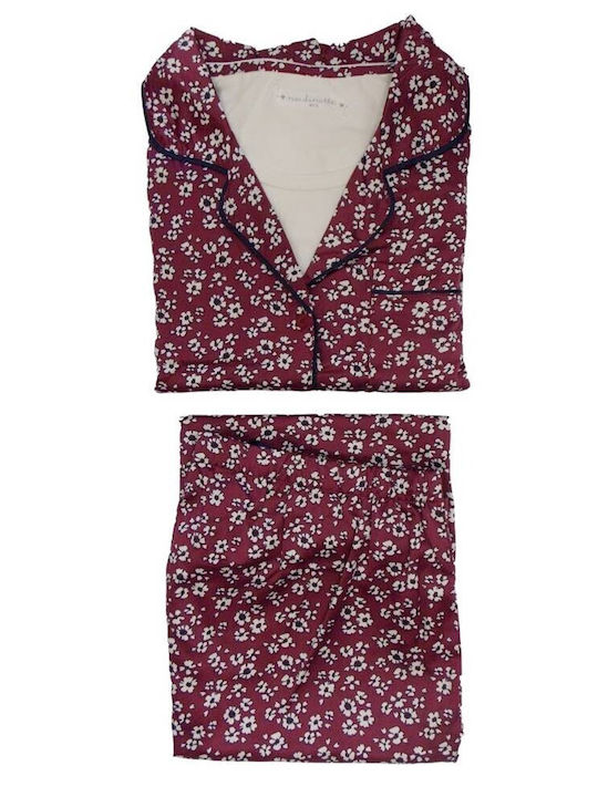 Noidinotte De iarnă Set Pijamale pentru Femei Satin Burgundy