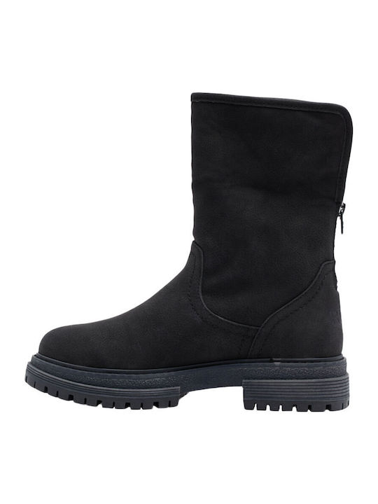 Autumn Suede Γυναικεία Μποτάκια Αστραγάλου με Γούνα Μαύρα