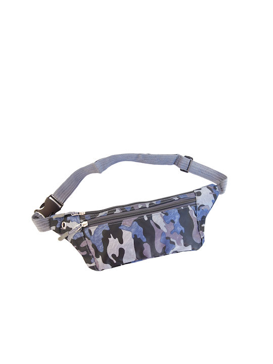 Vamore men's camouflage waist bag, grey - blue [53431]