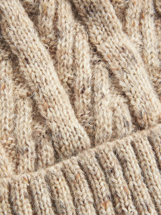 Verde Ribbed Beanie Cap Beige