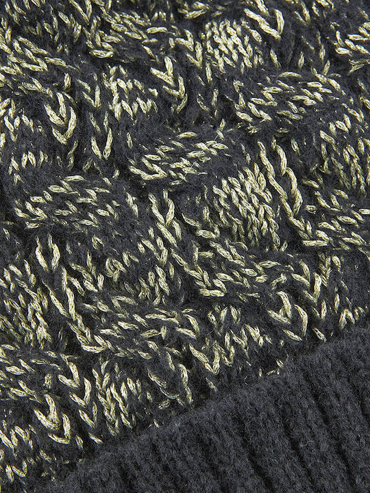 Verde Pom Pom Beanie Beanie Knitted in Black color