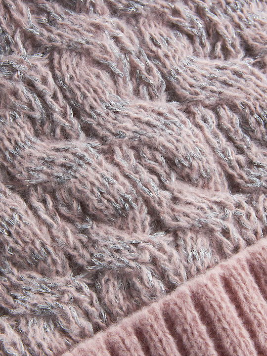 Verde Pom Pom Beanie Frauen Beanie mit Rippstrick in Rosa Farbe