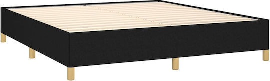 Double Bed Mattress Topper Upholstered with Fabric Black for Mattress 160x200cm