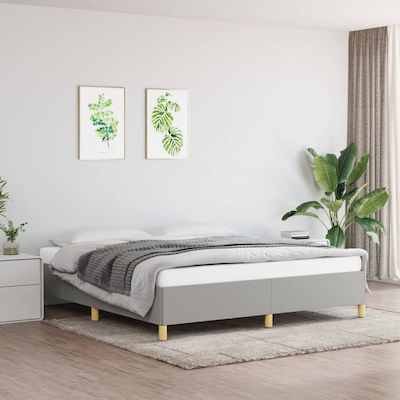 Bed Base Queen Size made of Wood Light Grey 160x200x35cm