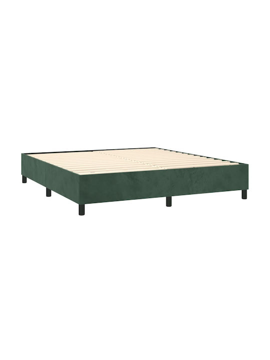 Double Bed Mattress Base Upholstered with Fabric Dark Green for Mattress 160x200cm