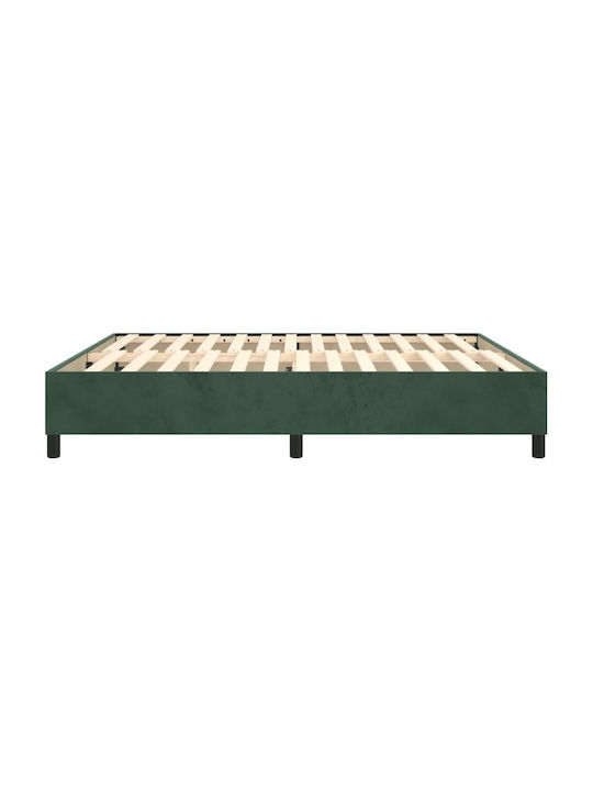 Double Bed Mattress Base Upholstered with Fabric Dark Green for Mattress 160x200cm