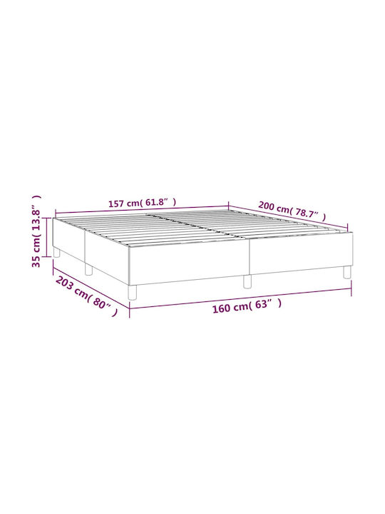 Double Bed Mattress Base Upholstered with Fabric Dark Green for Mattress 160x200cm