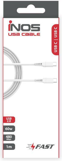 iNOS USB 2.0 Cable USB-C male - USB-C 60W Λευκό 1m