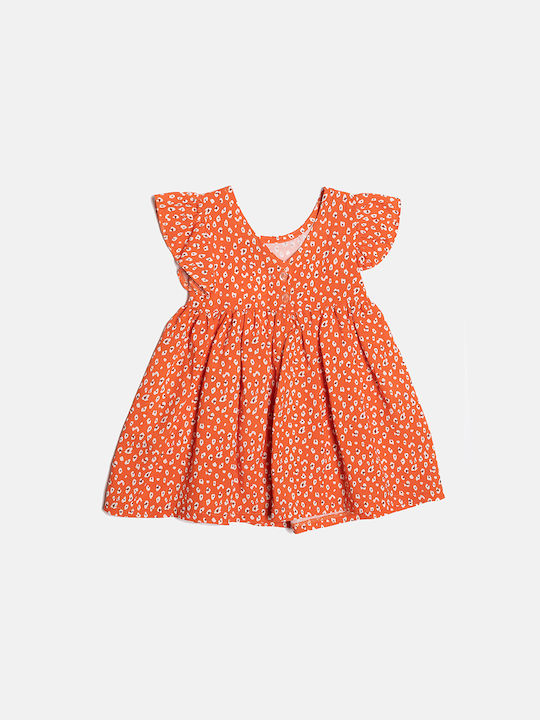 Baby Club Mädchen Kleid Tierdruck Ärmellos Orange