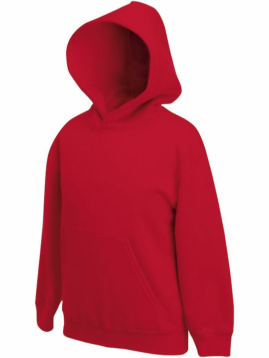 Fruit of the Loom Kids Sweatshirt with Hood and Pocket Red