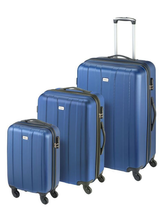 Princess Traveller Canberra Kabinenkoffer Hart Blau mit 4 Rädern Höhe 20cm