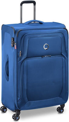 Delsey Optimax Large Travel Suitcase Fabric Blue with 4 Wheels Height 70.5cm 328582002T9