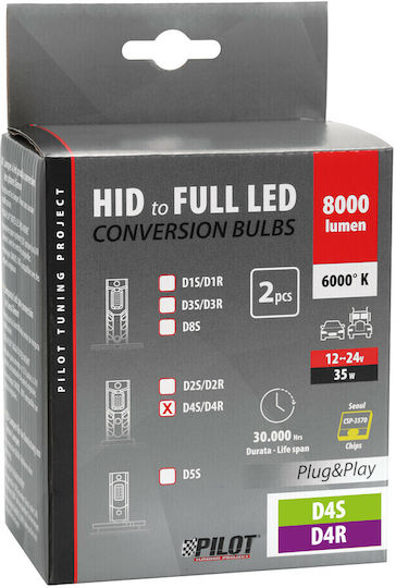 Lampa Лампи Автомобила D4R / D4S Canbus LED 6000К Хладно бяло 12-24V 35W 2бр