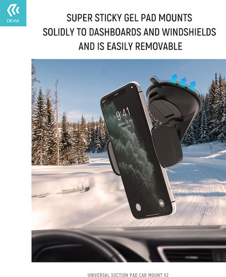 Devia V2 Black Car Mobile Mount with Adjustable Hooks Black