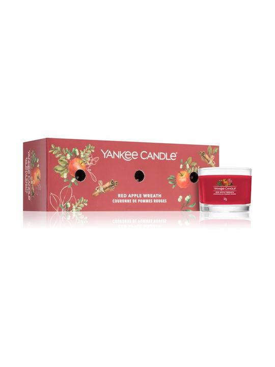 Yankee Candle Αρωματικό Κερί Apple Wreath σε Βάζο 37gr 3τμχ