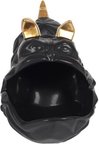 Dekorativ Hund aus Keramik Bulldog mit Schale in Black 30x14.5x16.5cm 1Stück