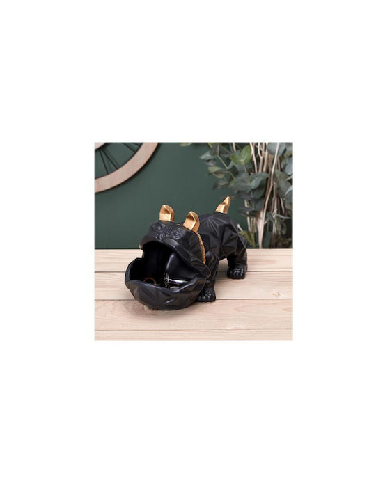 Decorative Dog made of Ceramic Bulldog with Bowl in Black 30x14.5x16.5cm 1pcs