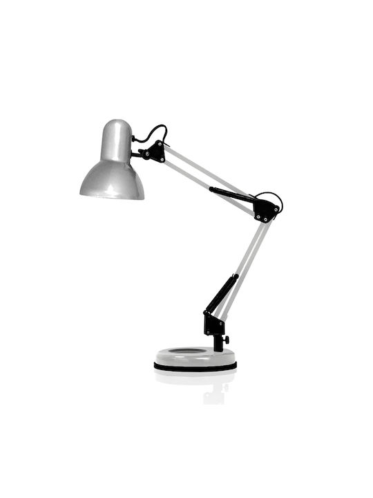 Fos me Office Lamp with Foldable Arm for Socket E27 in Silver Color
