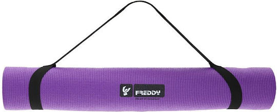 Freddy V Yoga Set Exercise Mat Purple with Carry Strap (171x61x0.5cm)