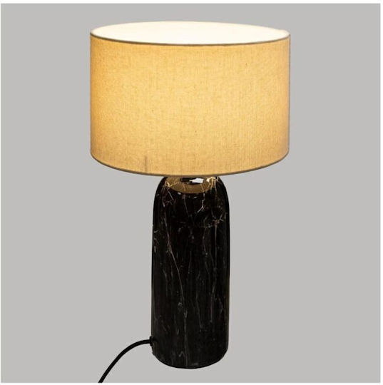 Keramik Tischlampe für Fassung E14 mit Weiß Schirm und Schwarz Basis