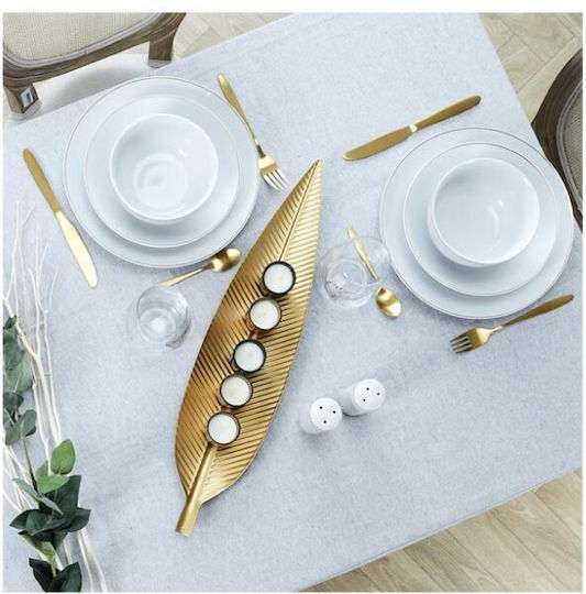 Blatt Dekorative Platte Oval Metallisch Golden 1Stück 55x13x2.5cm