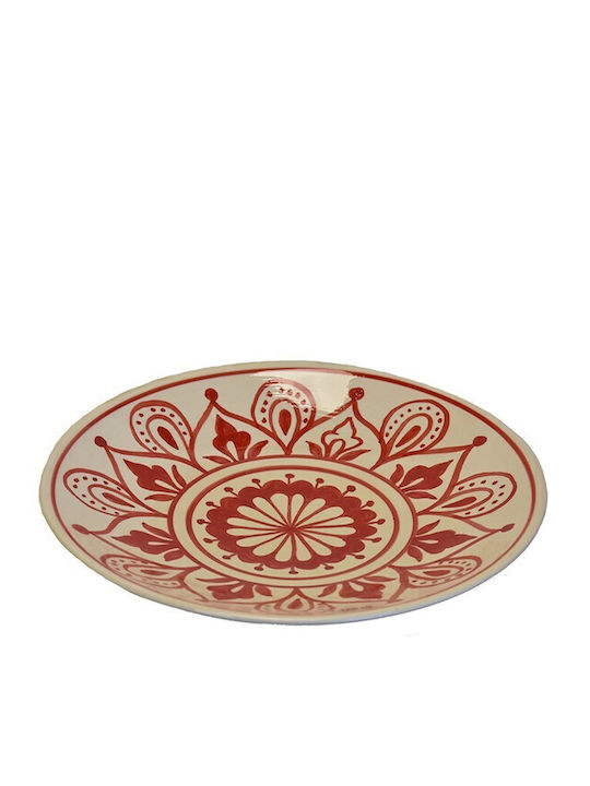 Atmosphera Milet Dekorative Platte Rund Keramik Rot 1Stück 30x30cm