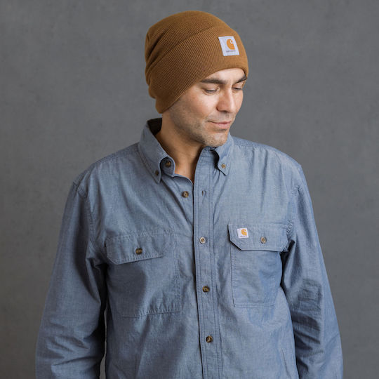 Beanie Căciulă Pentru Bărbați Cu Tricotat Coastă În Culoare Maro