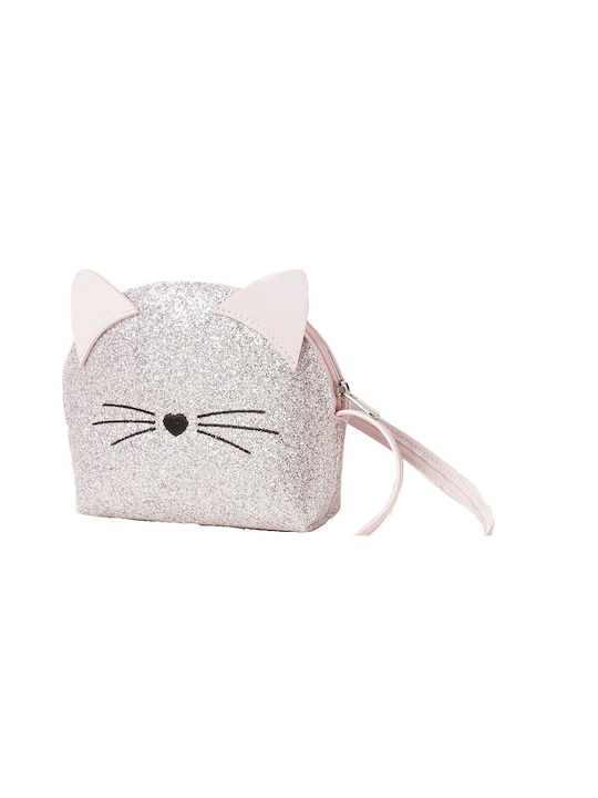 Crossbody bag cat silver with glitter and pink ears 15x11x4cm (tatu moyo)