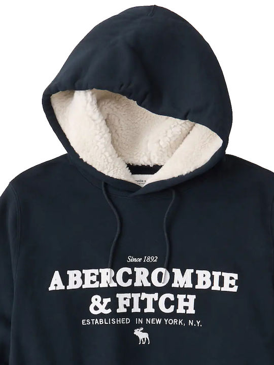 Abercrombie & Fitch Men's Sweatshirt with Hood and Pockets Navy Blue