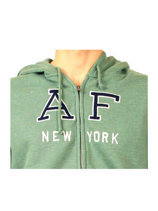 Abercrombie & Fitch Men's Sweatshirt Jacket with Hood and Pockets Green