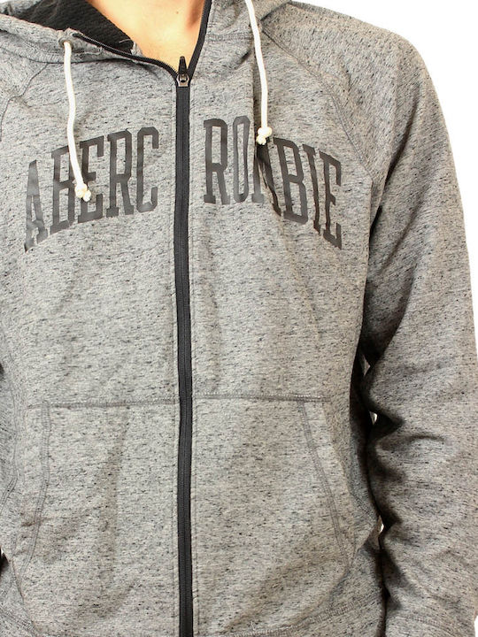 Abercrombie & Fitch Men's Sweatshirt Jacket with Hood and Pockets Gray