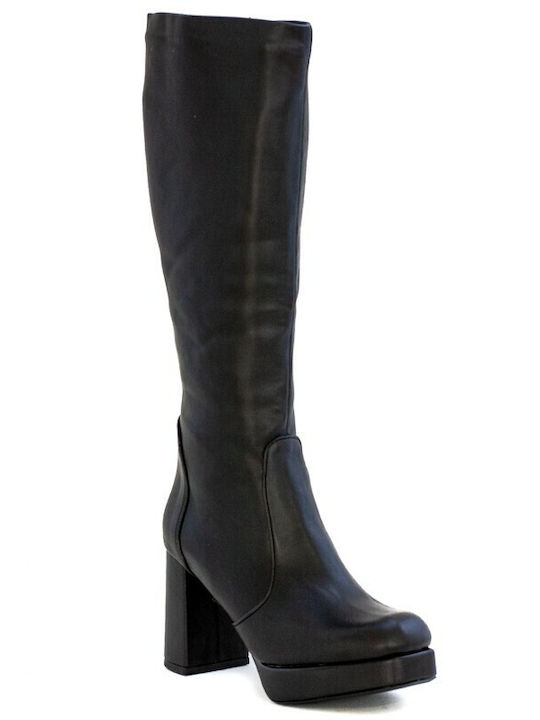 Smart Cronos Leather Women's Boots with Zipper Black