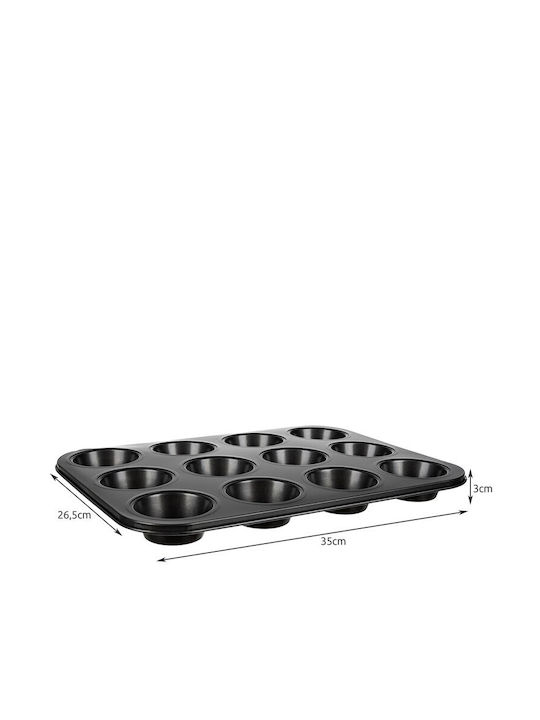 Ruhhy Non-stick Aluminum Cupcakes & Muffins 12 Cups Baking Pan 35x26.5x3.5cm