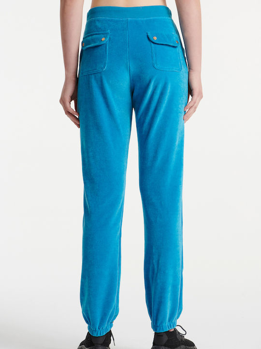 SugarFree Women's Jogger Sweatpants Turquoise Velvet