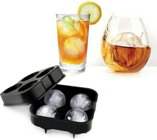 Sugar Love Formă De Gheață Rotundă Din Plastic Cu Capac Capacitate 4 Locuri Neagră KIT095