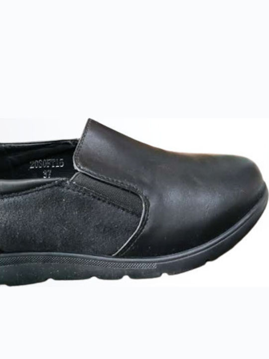 Anatomische Damen Slip-Ons Leder Schwarz