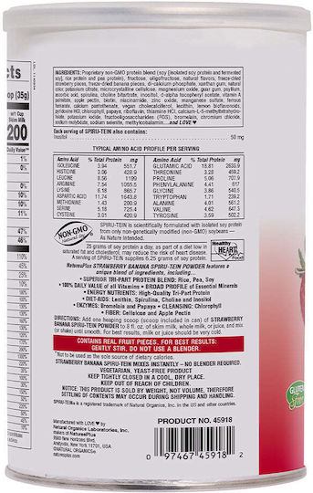 Nature's Plus Spiru-Tein Hochproteine Energie Mahlzeit mit Kreatin Glutenfrei mit Geschmack Erdbeere Banane 510gr