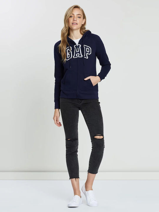 Women's Sweatshirt Jacket Hooded Navy Blue