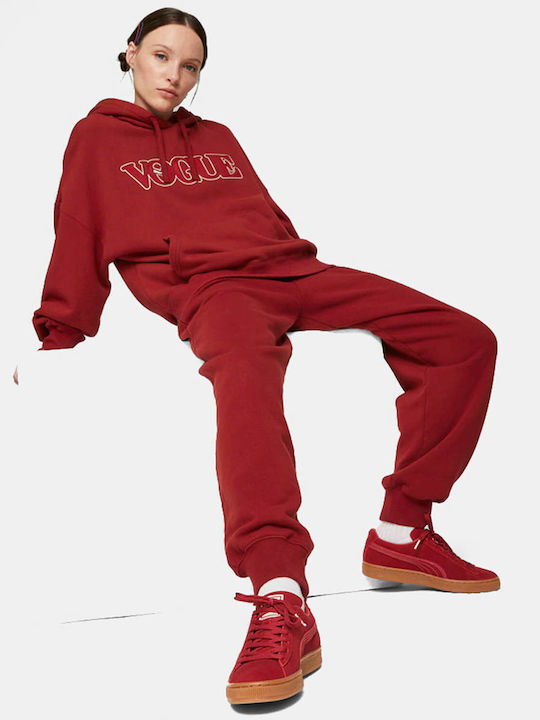 PUMA X Vogue Women's Sweatshirt Burgundy with Hood