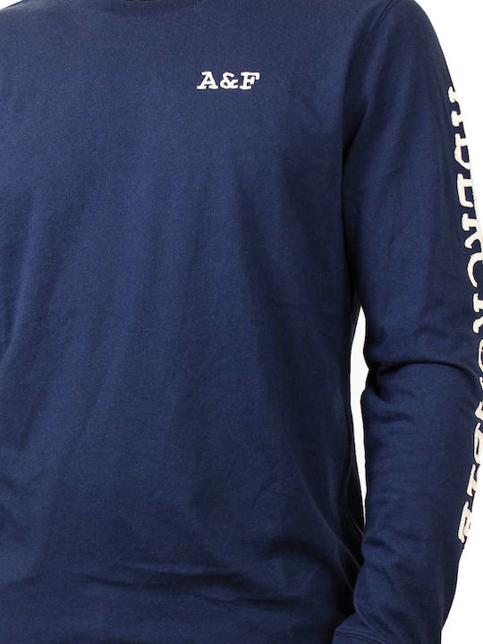 Abercrombie & Fitch Ανδρική Μπλούζα Μακρυμάνικη Navy Μπλε