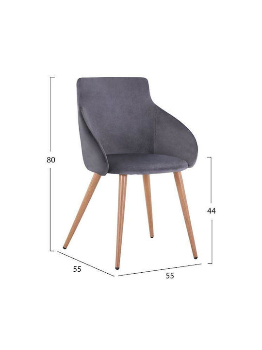 Ivy Dining Room Velvet Armchair Γκρι 55x55x80cm