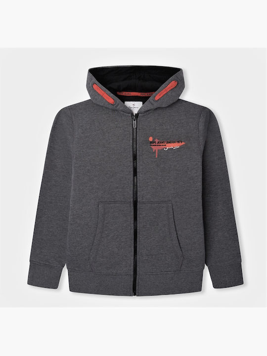 Pepe Jeans Sportliche Kinder-Sweatjacke mit Kapuze Gray