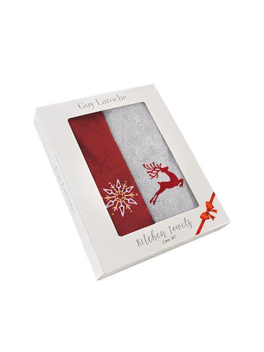 Saint Clair Set Christmas Towels Fabric Red L2xW35xD50cm. 2pcs