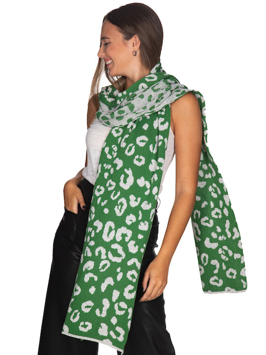 Scarf with cashmere animal - Green 10195