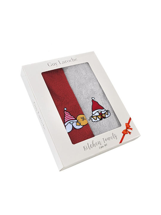 Saint Clair Set Christmas Towels Fabric Red L2xW35xD50cm. 2pcs