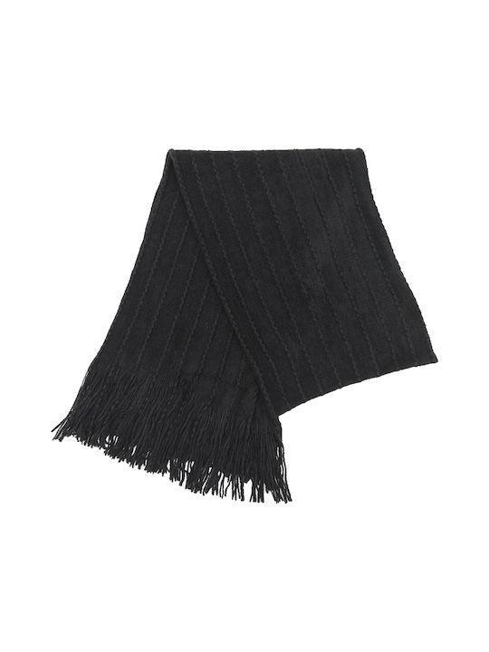 Women's scarf with fringes Black code 3567